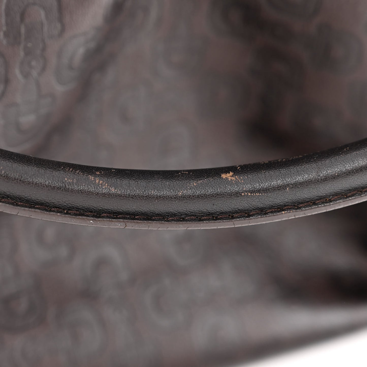 Calfskin Horsebit Embossed Medium Abbey Convertible Tote Dark Brown