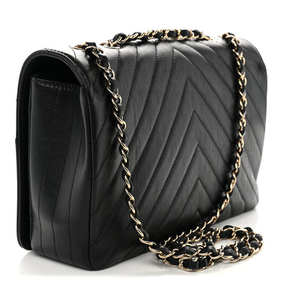 Chanel Calfskin Chevron Quilted Large Statement Flap Black 3 of 9