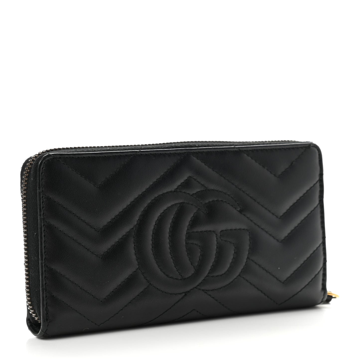 Calfskin Matelasse GG Marmont Zip Around Wallet Black