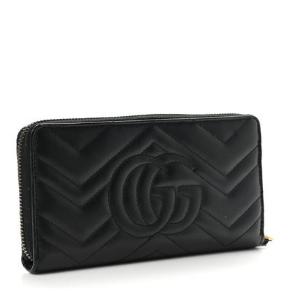 Gucci Calfskin Matelasse GG Marmont Zip Around Wallet Black 3 of 6