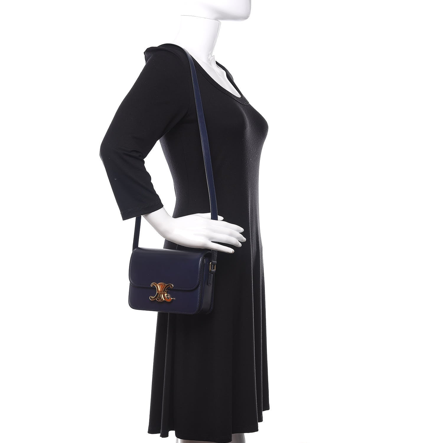 Celine Shiny Calfskin Teen Triomphe Dark Blue 2 of 11