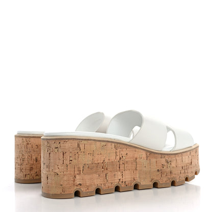 Hermes Calfskin Cork Eze 30 Sandals 37 White 5 of 12
