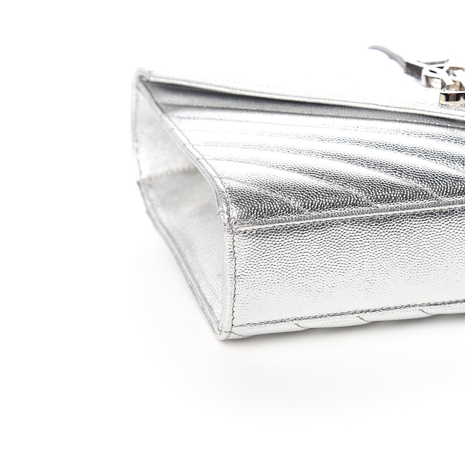 Saint Laurent Sheepskin Matelasse Chevron Monogram Medium College Bag Silver 7 of 9