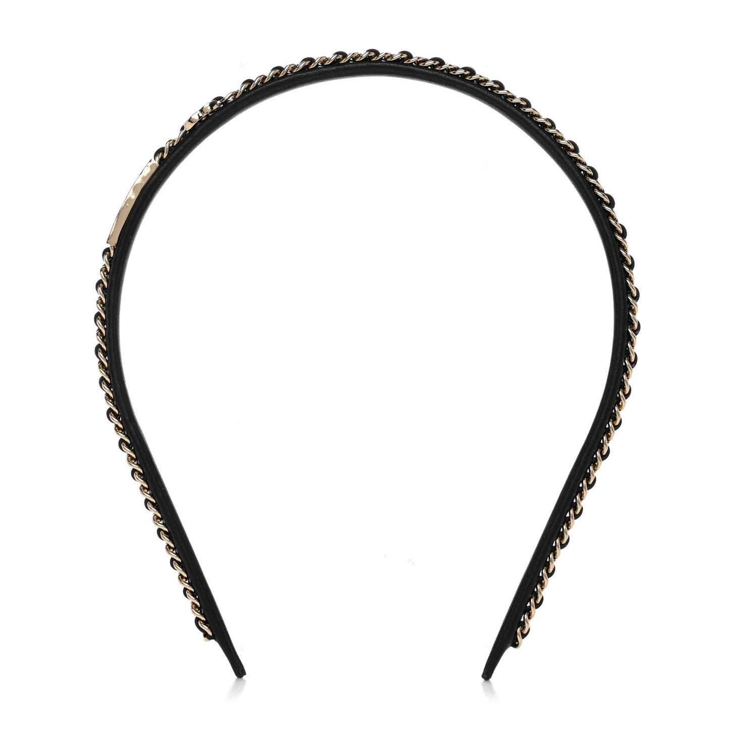 Metal Lambskin Chain CC Headband Black Gold