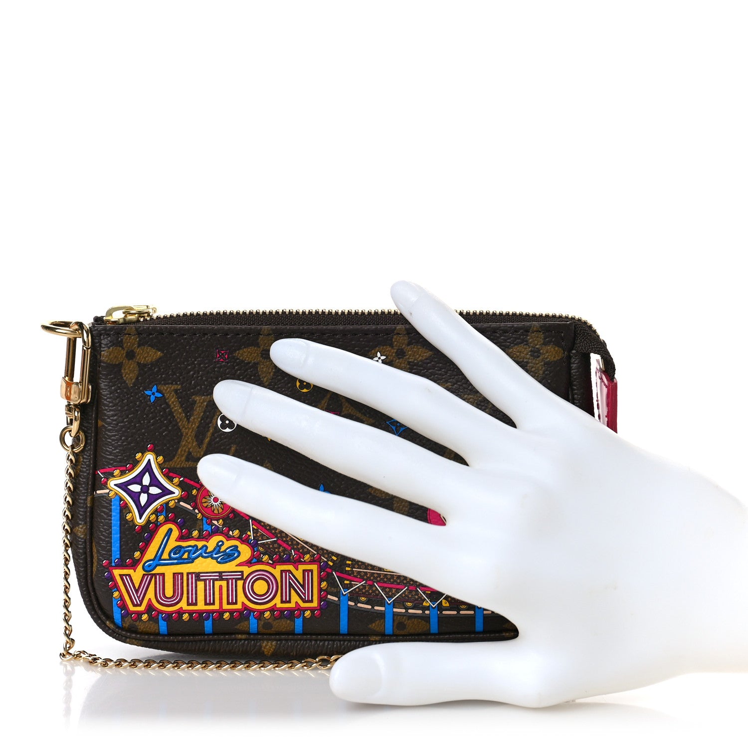 Louis Vuitton Monogram 2020 Christmas Animation Roller Coaster Mini Pochette Accessories Pivoine 2 of 10