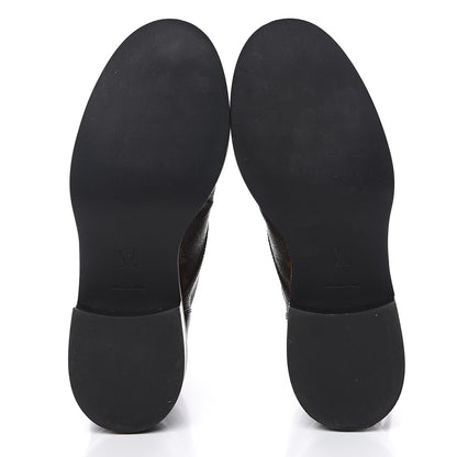 Louis Vuitton Calfskin Monogram Wonderland Flat Ranger Boots 37.5 Black 5 of 10