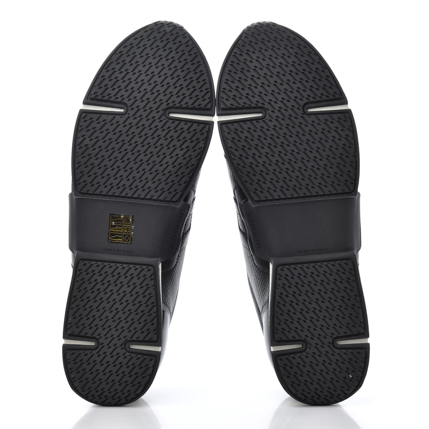 Calfskin Perforated Mens Starter Sneakers 45.5 Black
