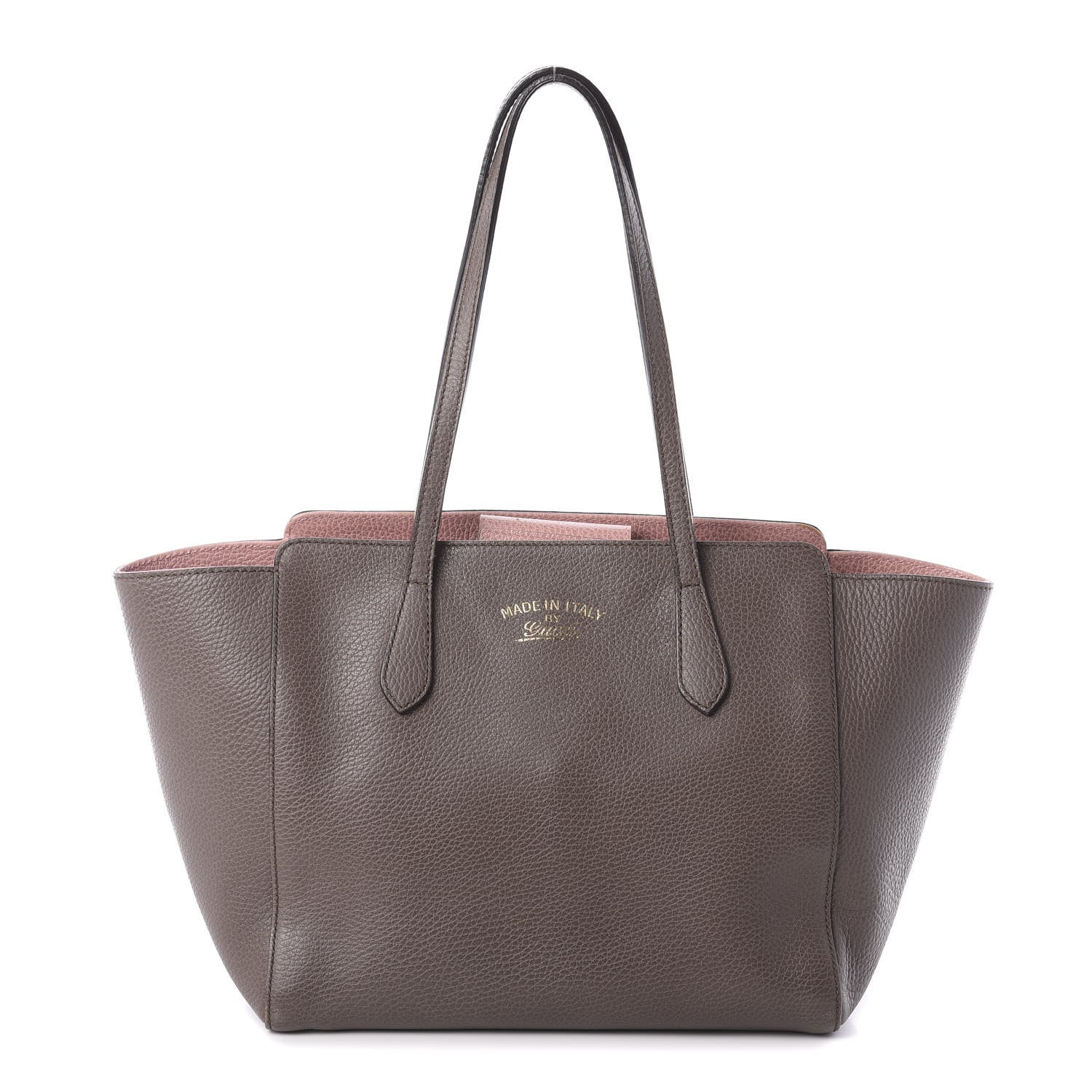 Gucci Dollar Calfskin Small Swing Tote Grey Field Soft Pink 1 of 9