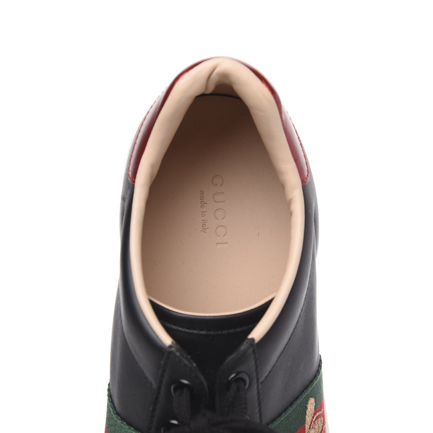 Calfskin Web Bee Embroidered Womens Ace Platform Sneakers 40.5 Black