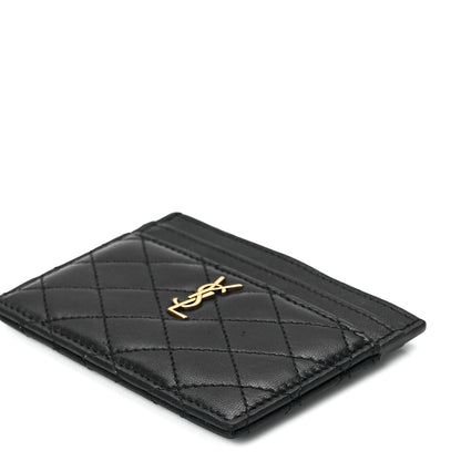 Saint Laurent Lambskin Quilted Monogram Gaby Card Case Black 11 of 12