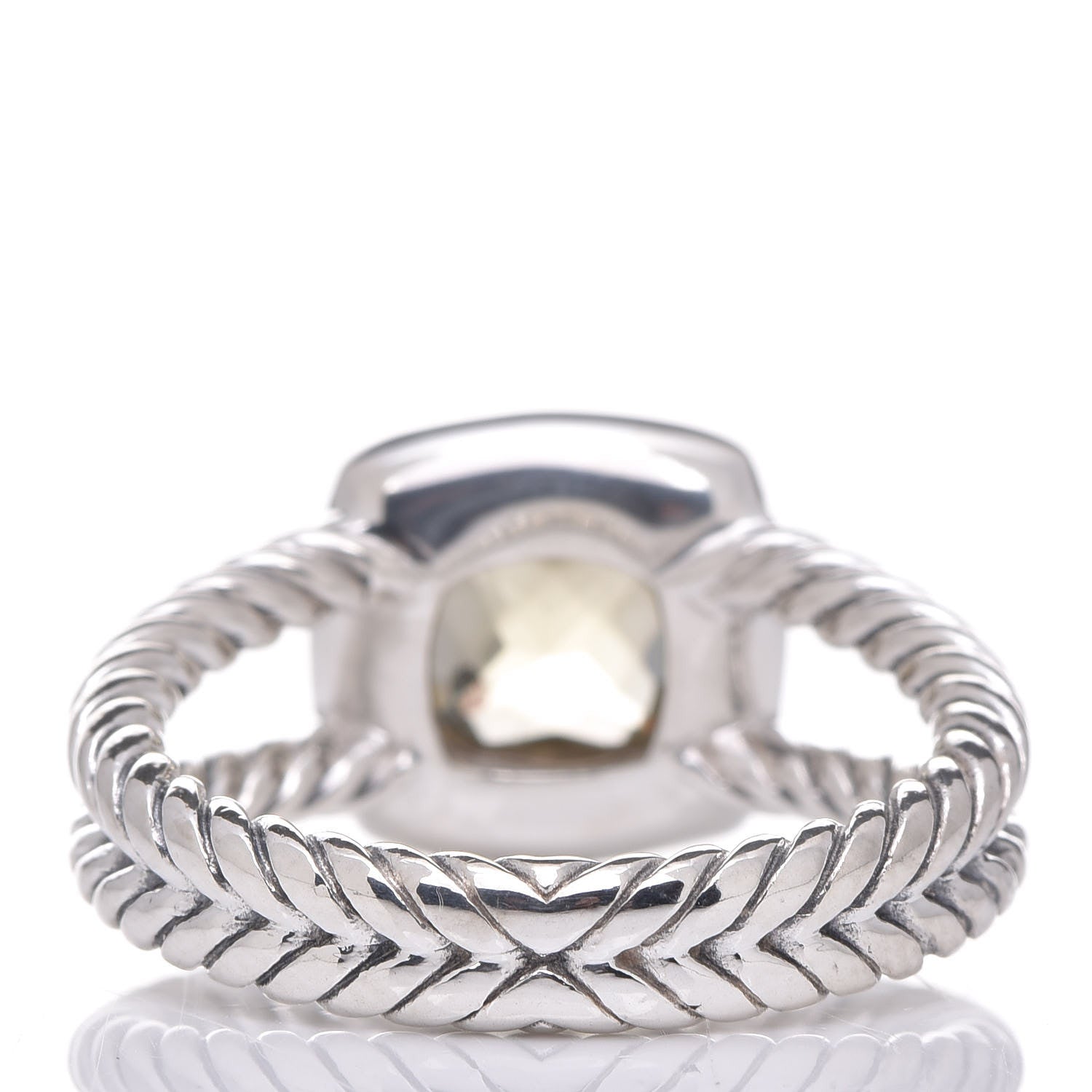 David Yurman Sterling Silver Diamond Prasiolite 7mm Petite Albion Ring 54 7 4 of 5