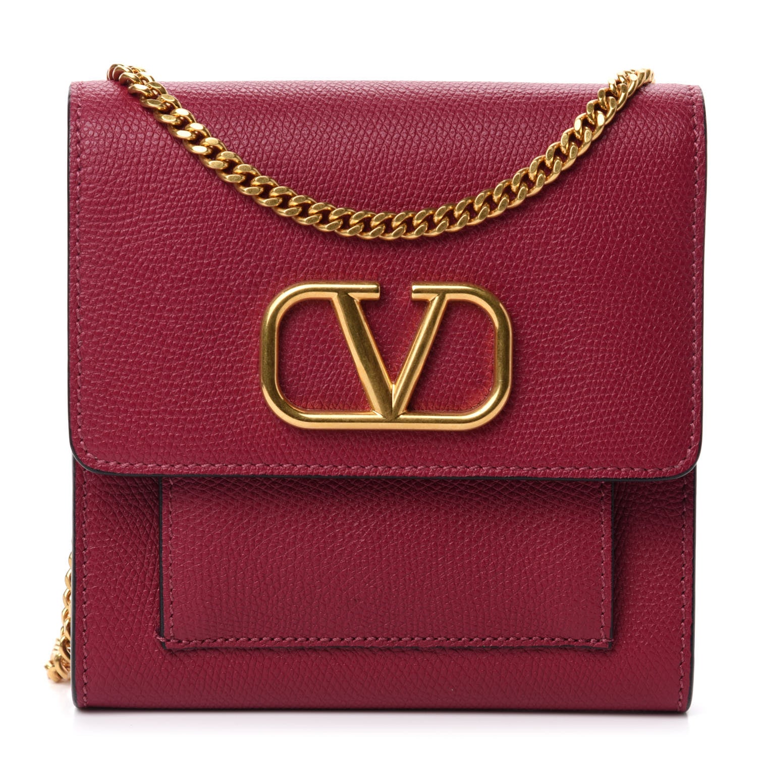 Valentino Garavani Grainy Calfskin VLogo Crossbody Bag Raspberry 1 of 9