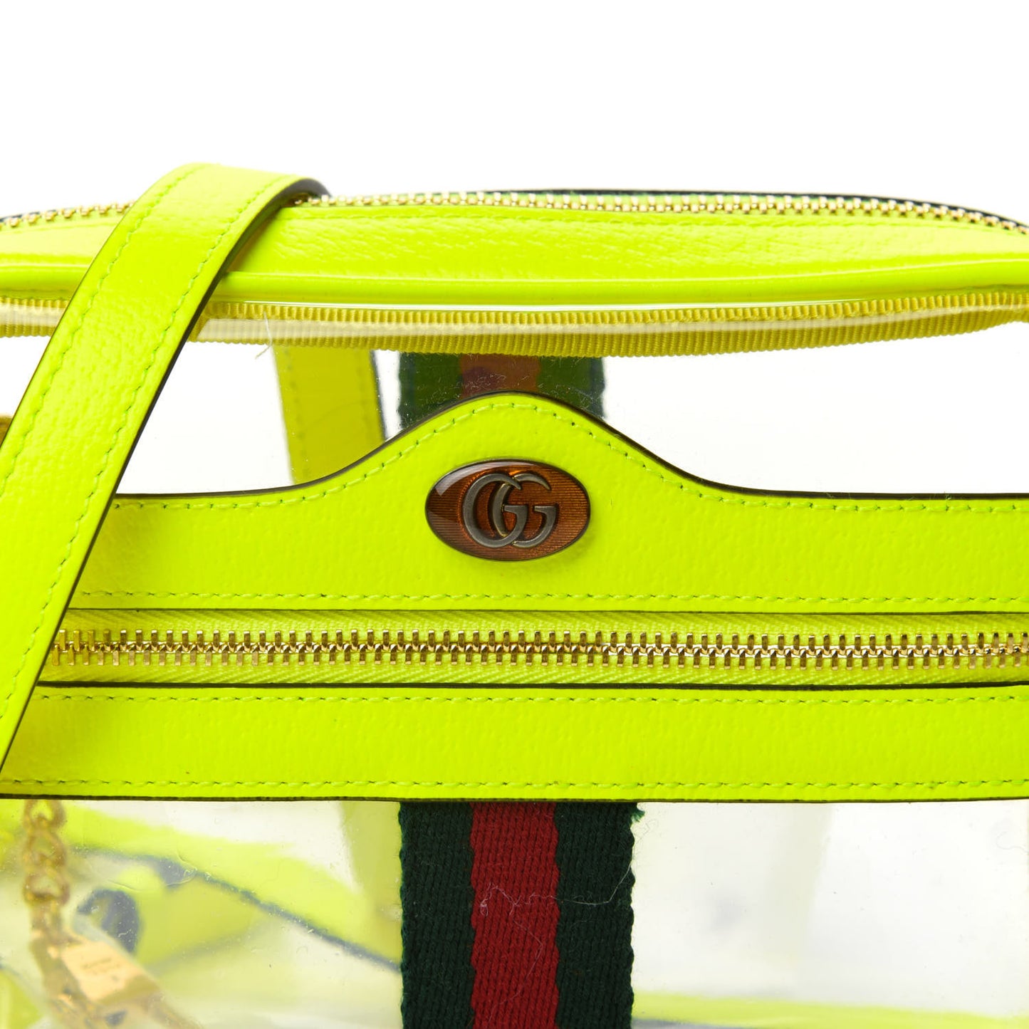 Vinyl Web Mini Ophidia Transparent Shoulder Bag Yellow Fluo