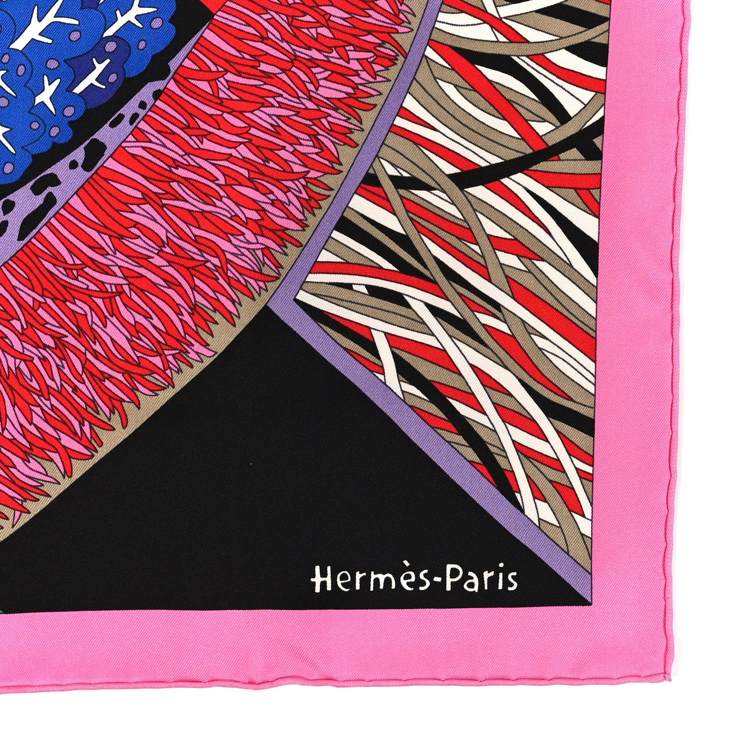 Hermes Silk A Travers Champs Scarf 90 Rose Vif Jaune Multicolor 3 of 3