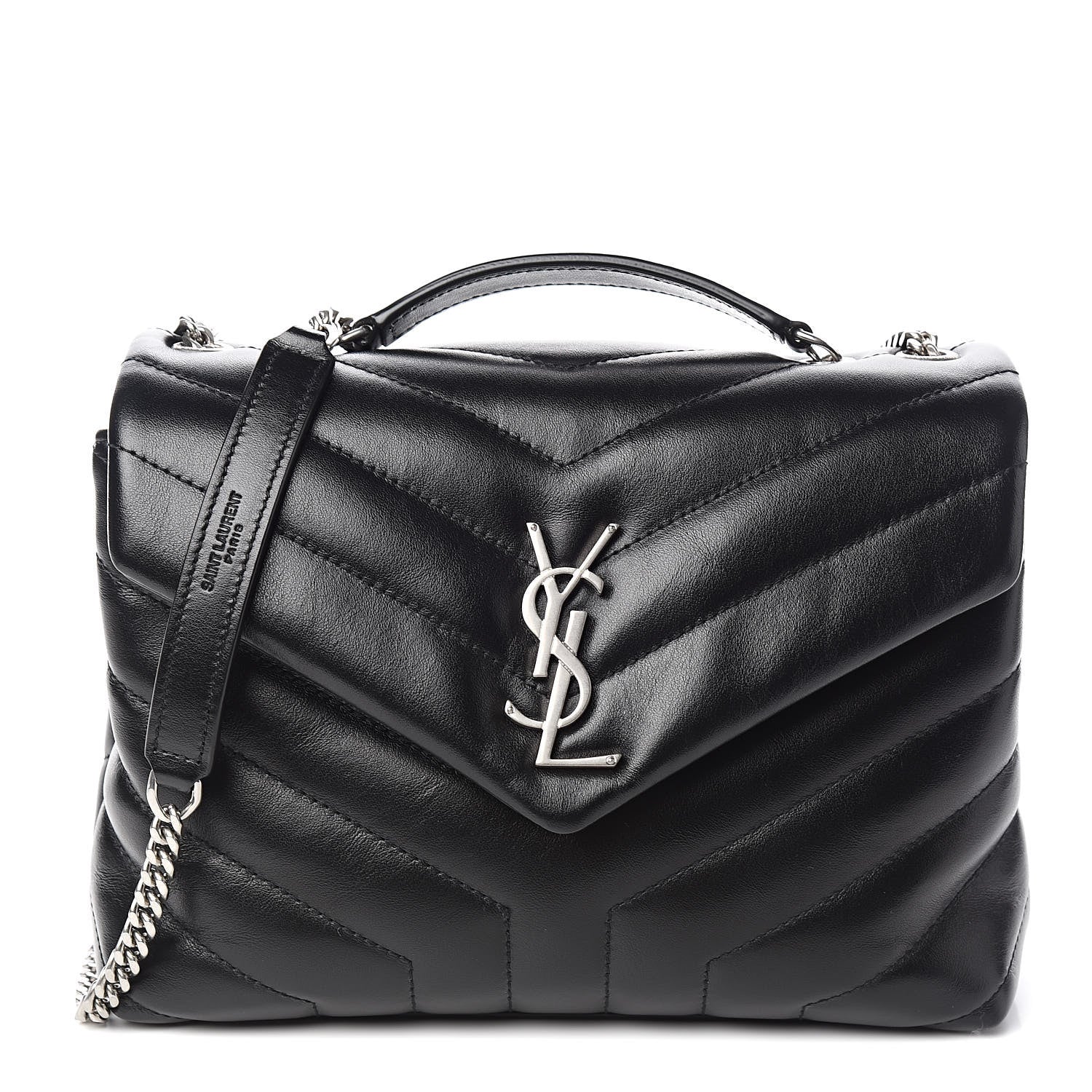 Saint Laurent Calfskin Y Quilted Monogram Small Loulou Chain Satchel Black 1 of 10