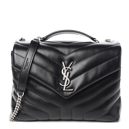 Saint Laurent Calfskin Y Quilted Monogram Small Loulou Chain Satchel Black 1 of 10