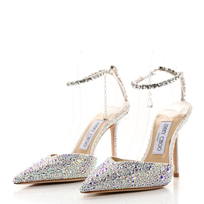 Jimmy Choo Satin Crystal Saeda 100 Pumps 37 Ivory 3 of 8