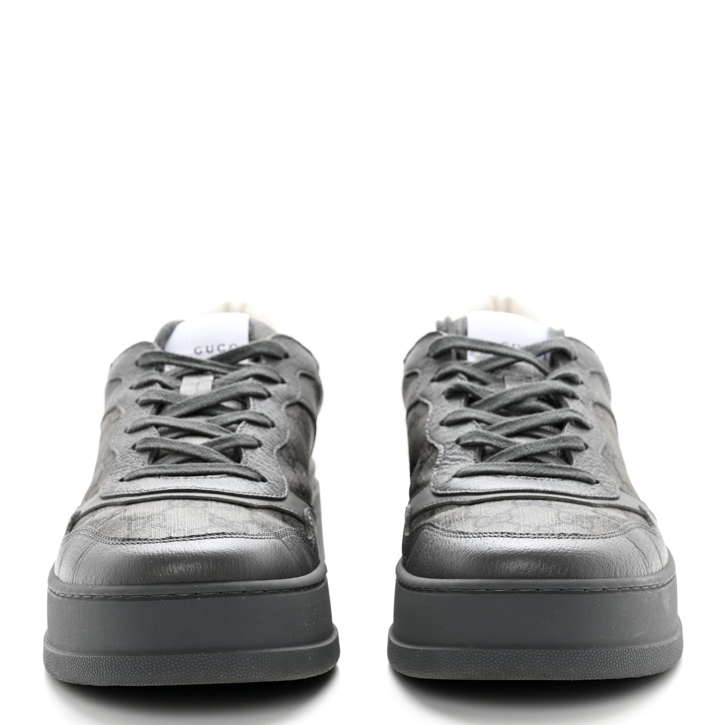 Textured Dollar Calfskin GG Supreme Monogram Mens Chunky Sneakers 9 Graphite Grey Black Grey