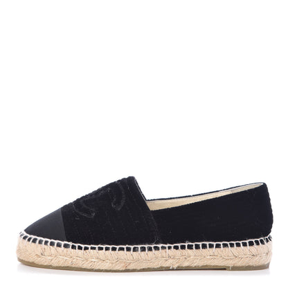 Chanel Velvet Grosgrain CC Espadrilles 37 Black 1 of 8