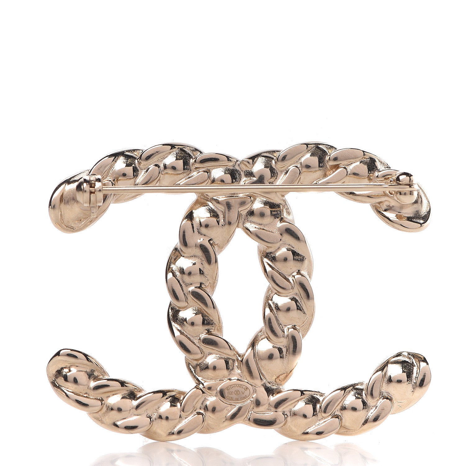 Chanel Crystal Pearls Coronation CC Brooch Gold 3 of 5