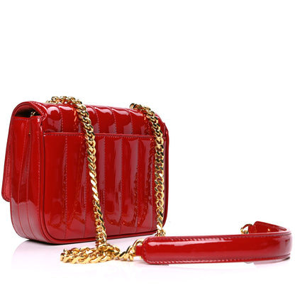 Saint Laurent Patent Matelasse Monogram Small Vicky Chain Bag Red 2 of 5
