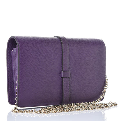 Gucci Pebbled Calfskin Piston Broadway Evening Bag Purple 3 of 7