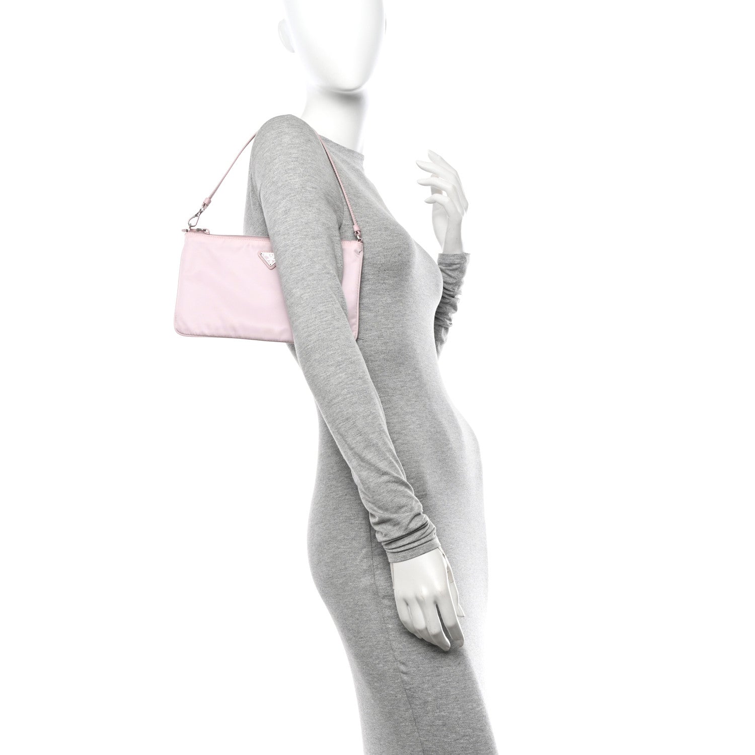 Prada Re-Nylon Vela Saffiano Mini Pochette Bag Alabastro 2 of 13