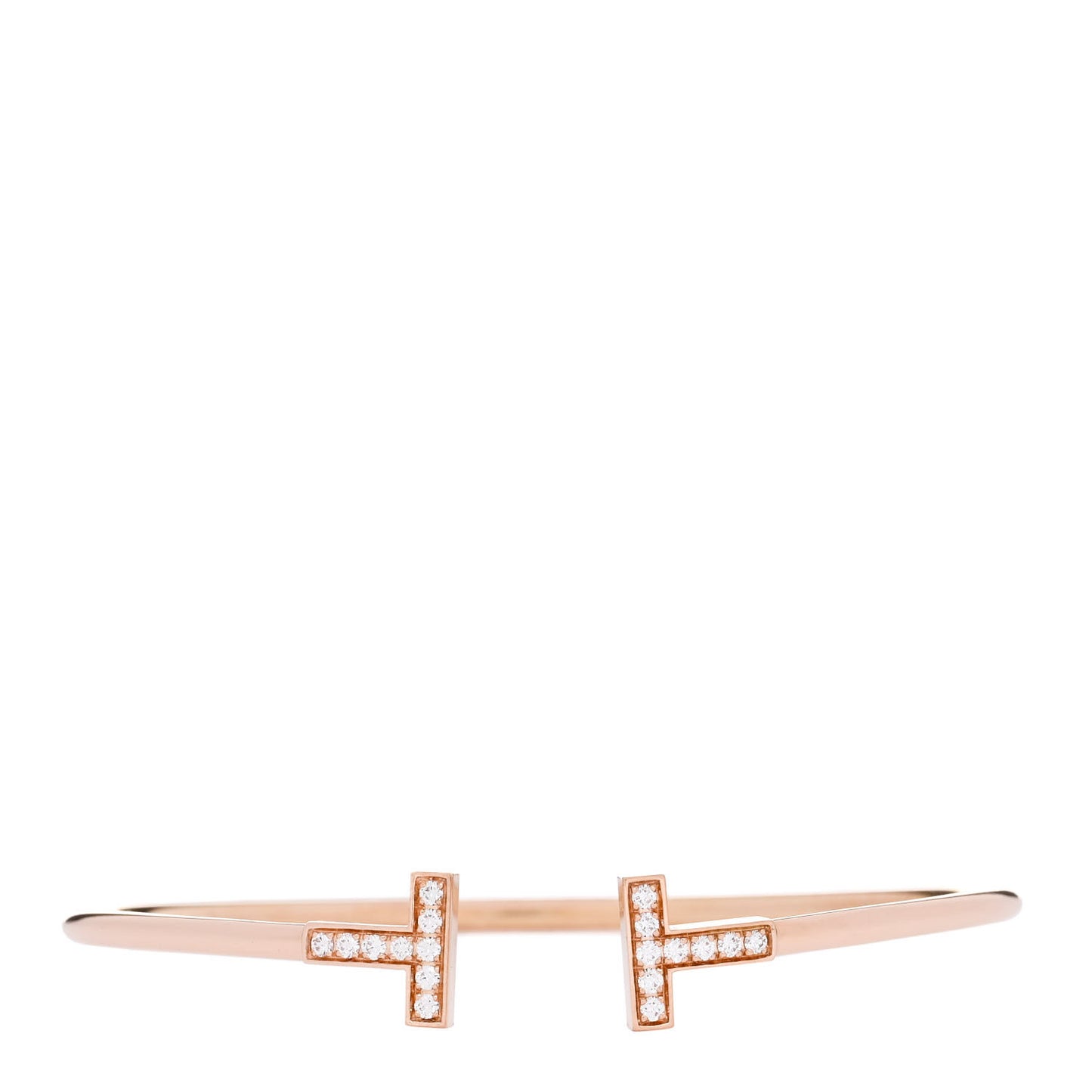 18K Rose Gold Diamond T Wire Bracelet