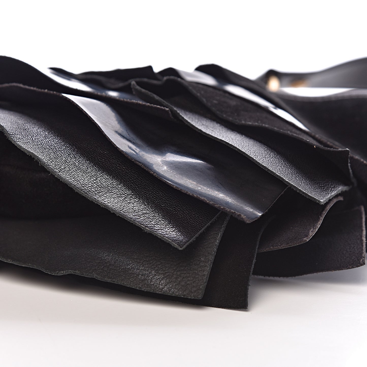 Patent Chevre Suede Ruffle Small Saint Tropez Black