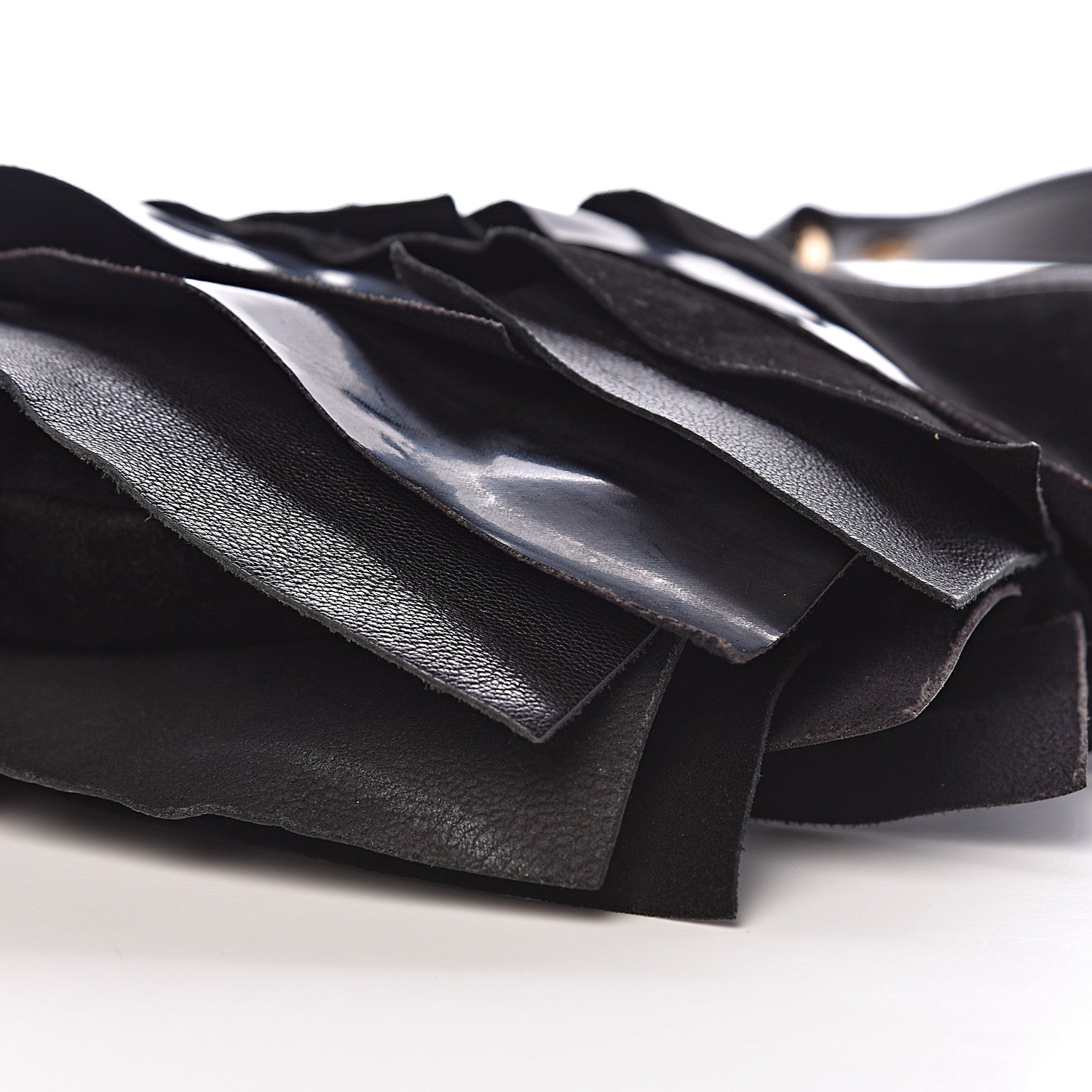 Saint Laurent Patent Chevre Suede Ruffle Small Saint Tropez Black 9 of 10