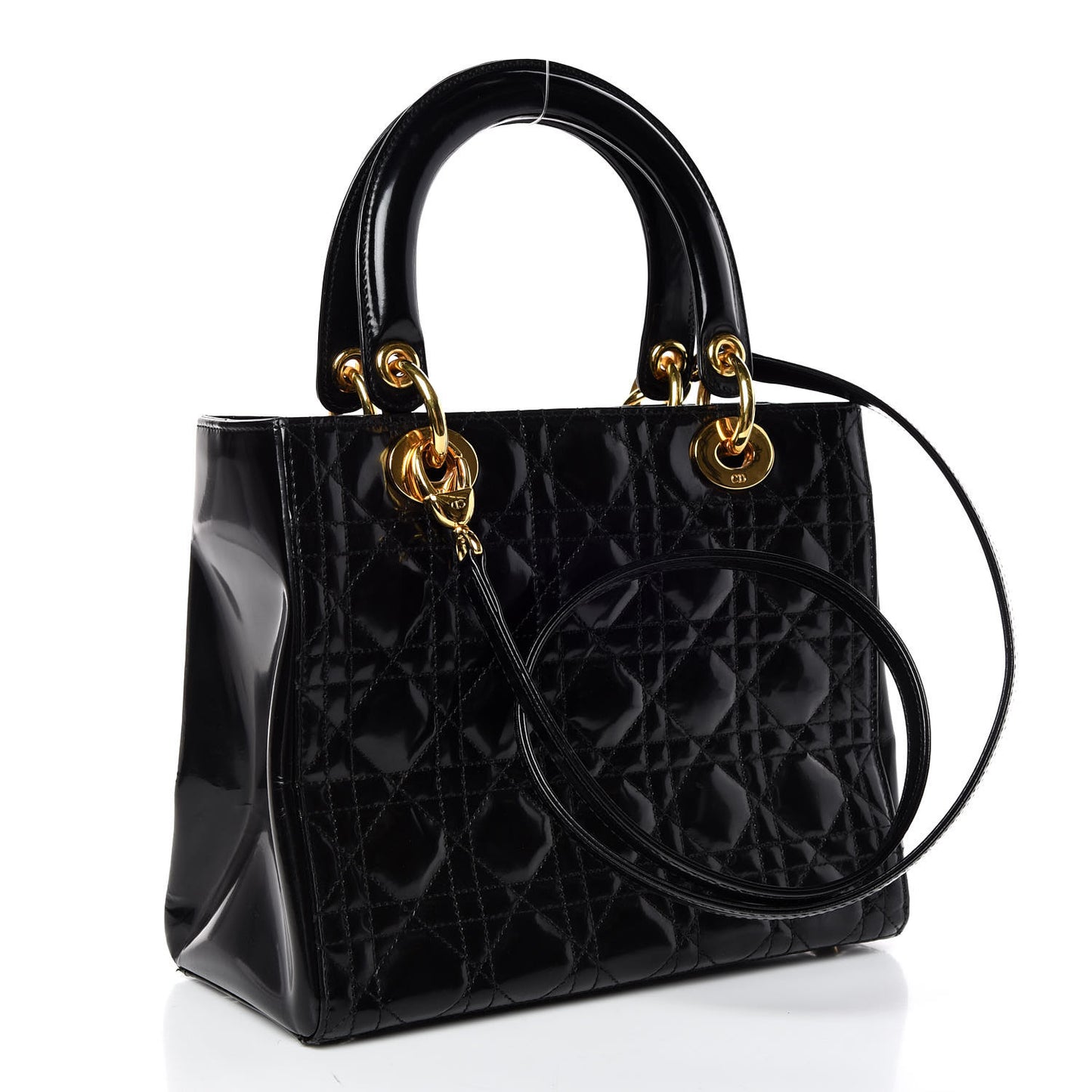 Patent Cannage Medium Lady Dior Black