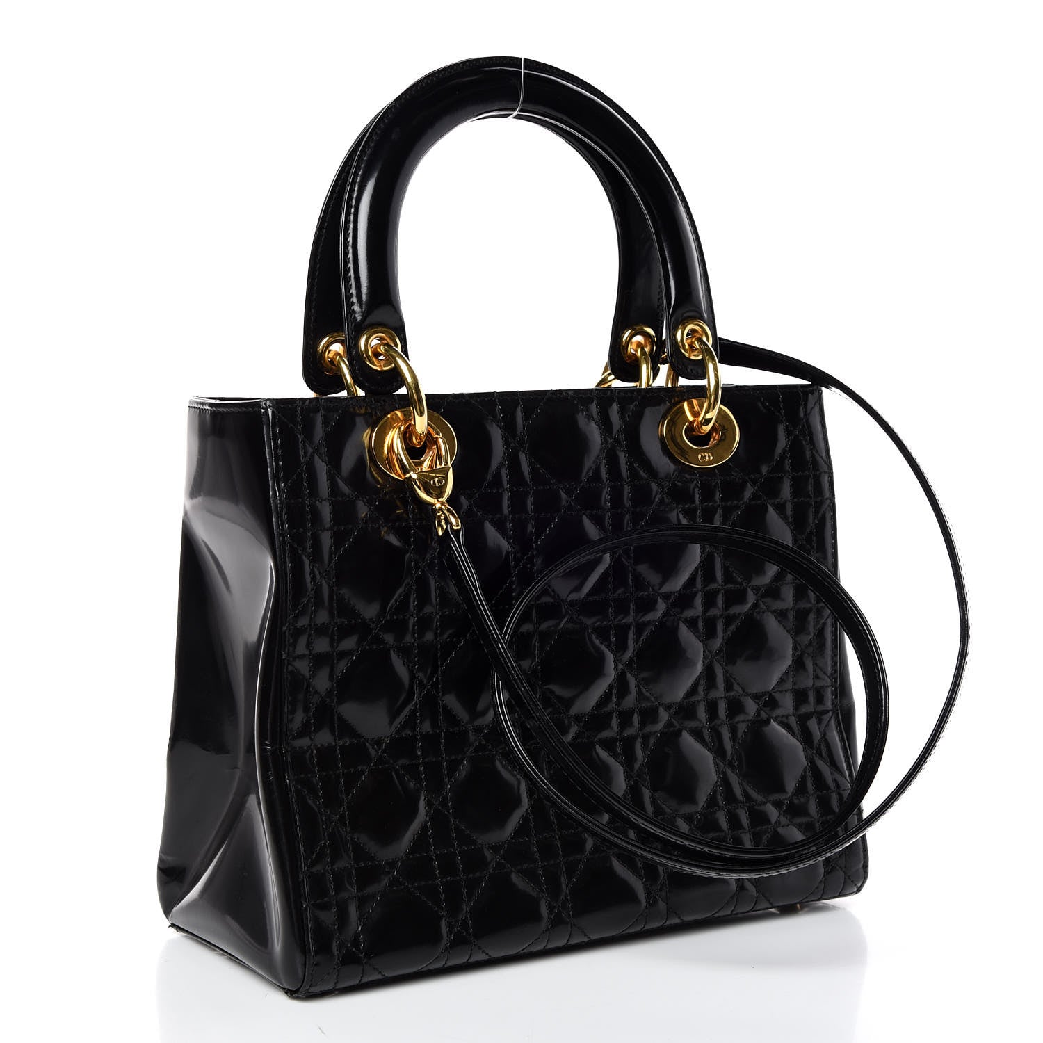 Christian Dior Patent Cannage Medium Lady Dior Black 4 of 15
