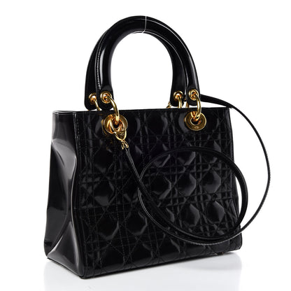 Christian Dior Patent Cannage Medium Lady Dior Black 4 of 15
