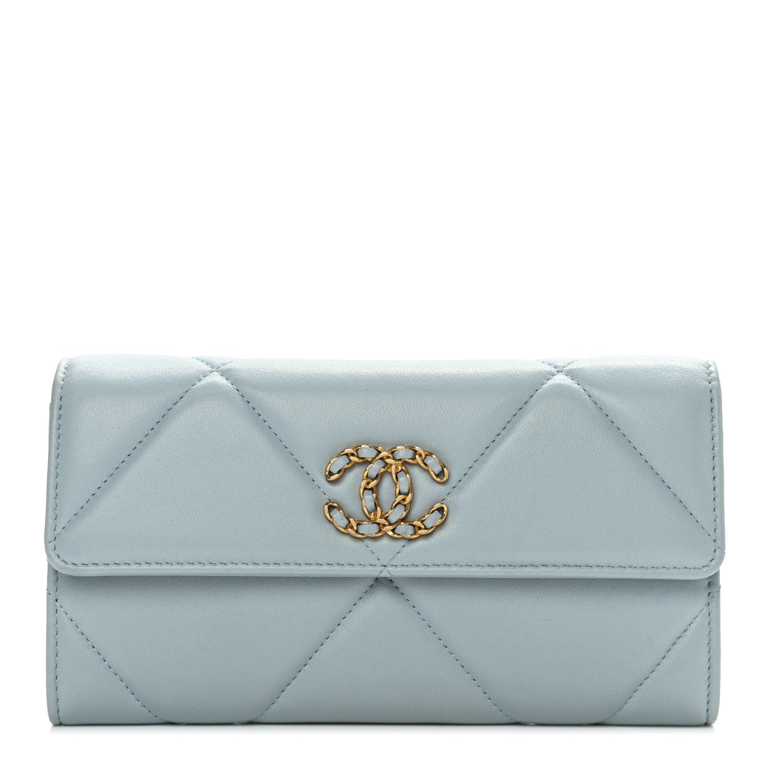 Chanel Lambskin Quilted Chanel 19 Flap Wallet Light Blue 1 of 9