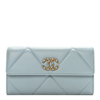 Chanel Lambskin Quilted Chanel 19 Flap Wallet Light Blue 1 of 9