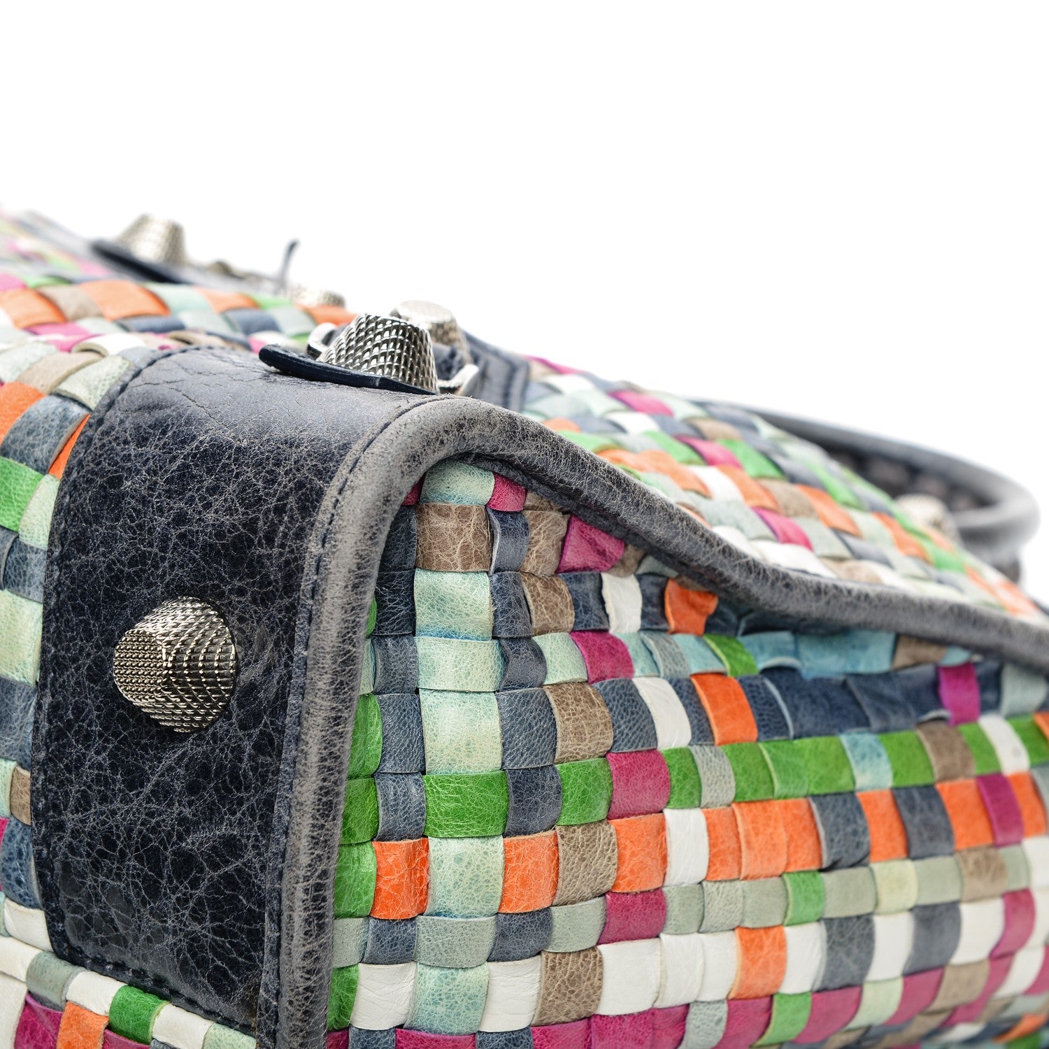 Balenciaga Agneau Lattice Woven Giant 21 Silver Hardware Work Multicolor Officier 8 of 11