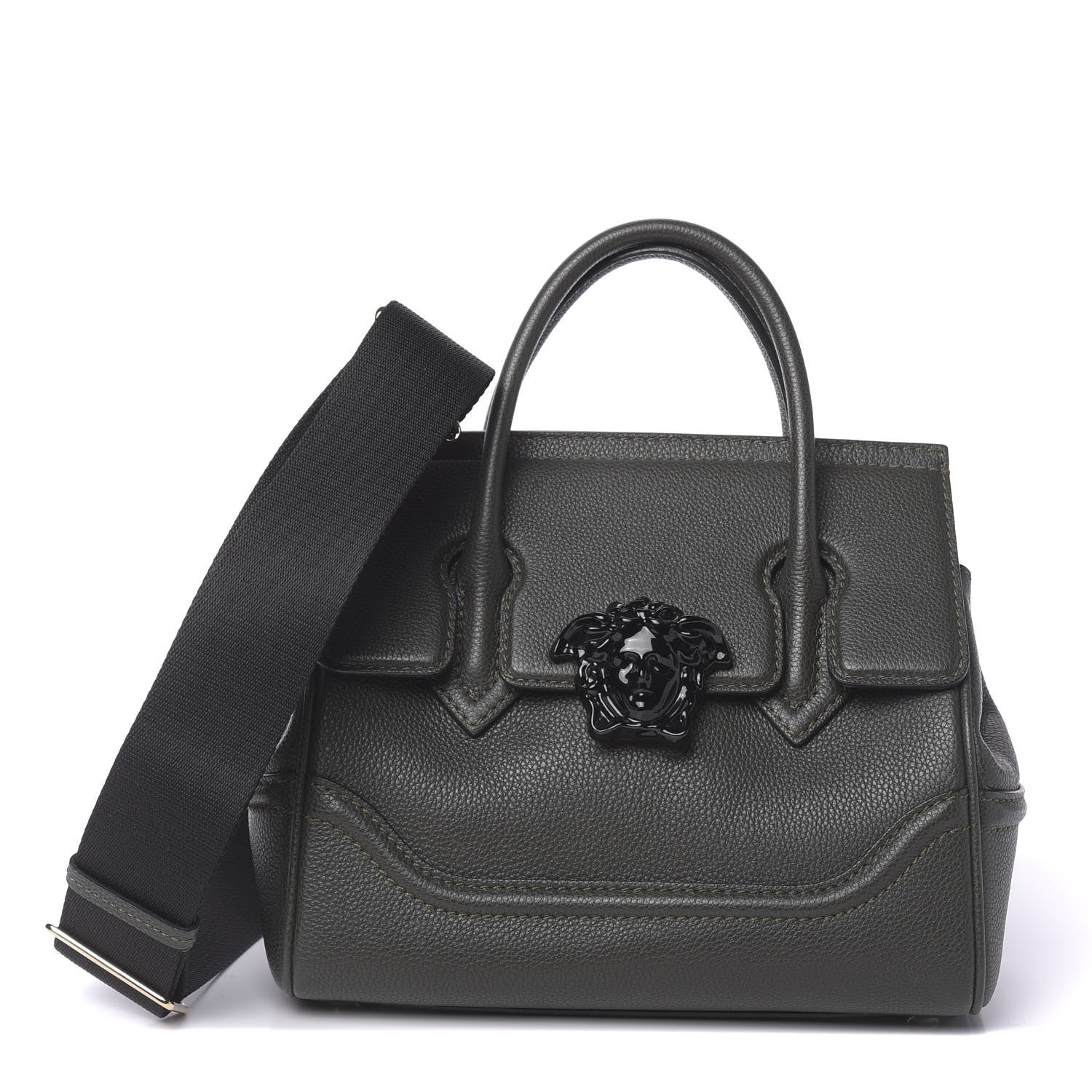 Versace Calfskin Medium Palazzo Empire Bag Verde Scuro Black 1 of 10