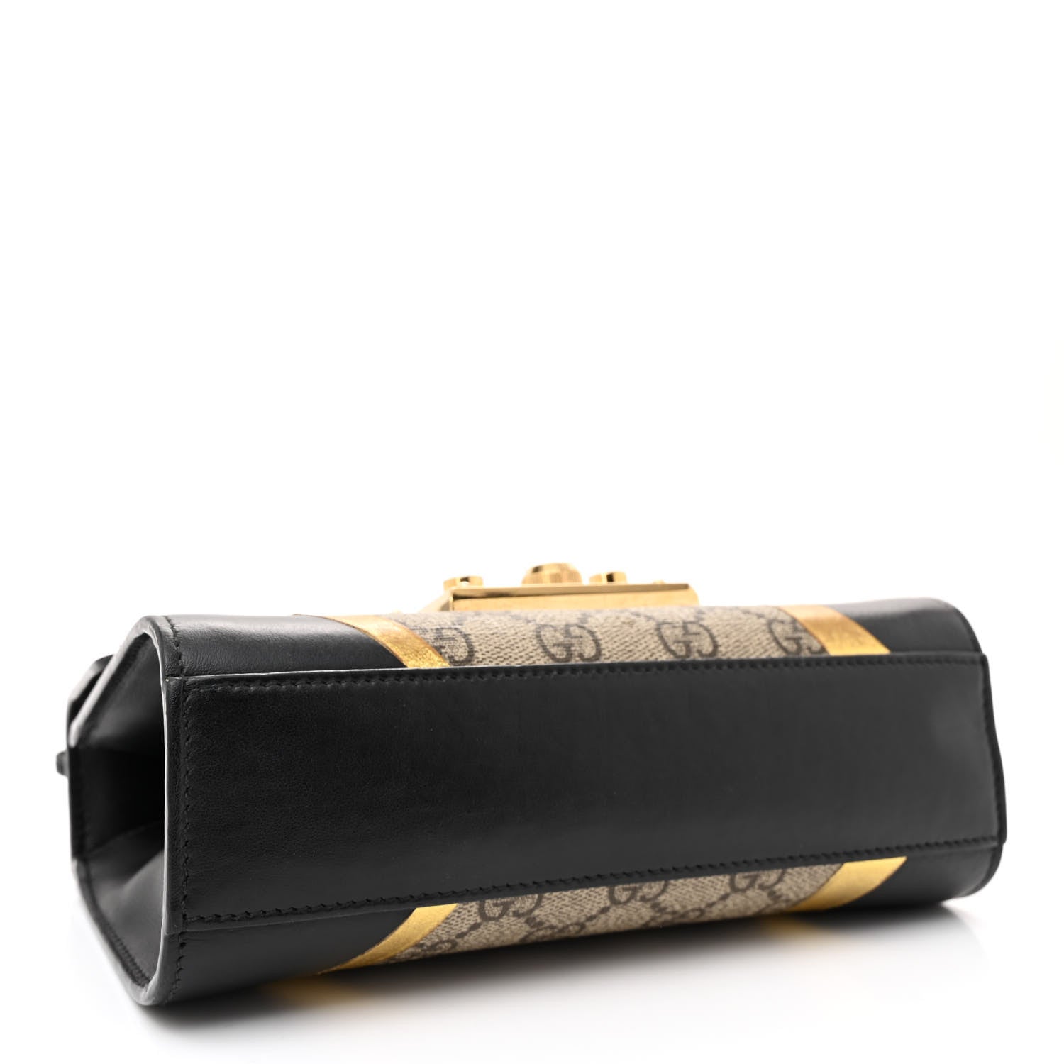 Gucci Calfskin GG Supreme Monogram Small Padlock Shoulder Bag Black Gold 4 of 14