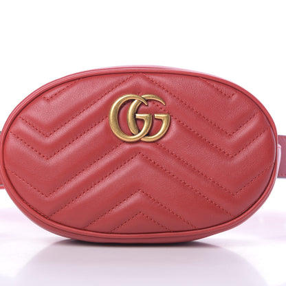 Gucci Calfskin Matelasse GG Marmont Belt Bag 75 30 Hibiscus Red 8 of 10