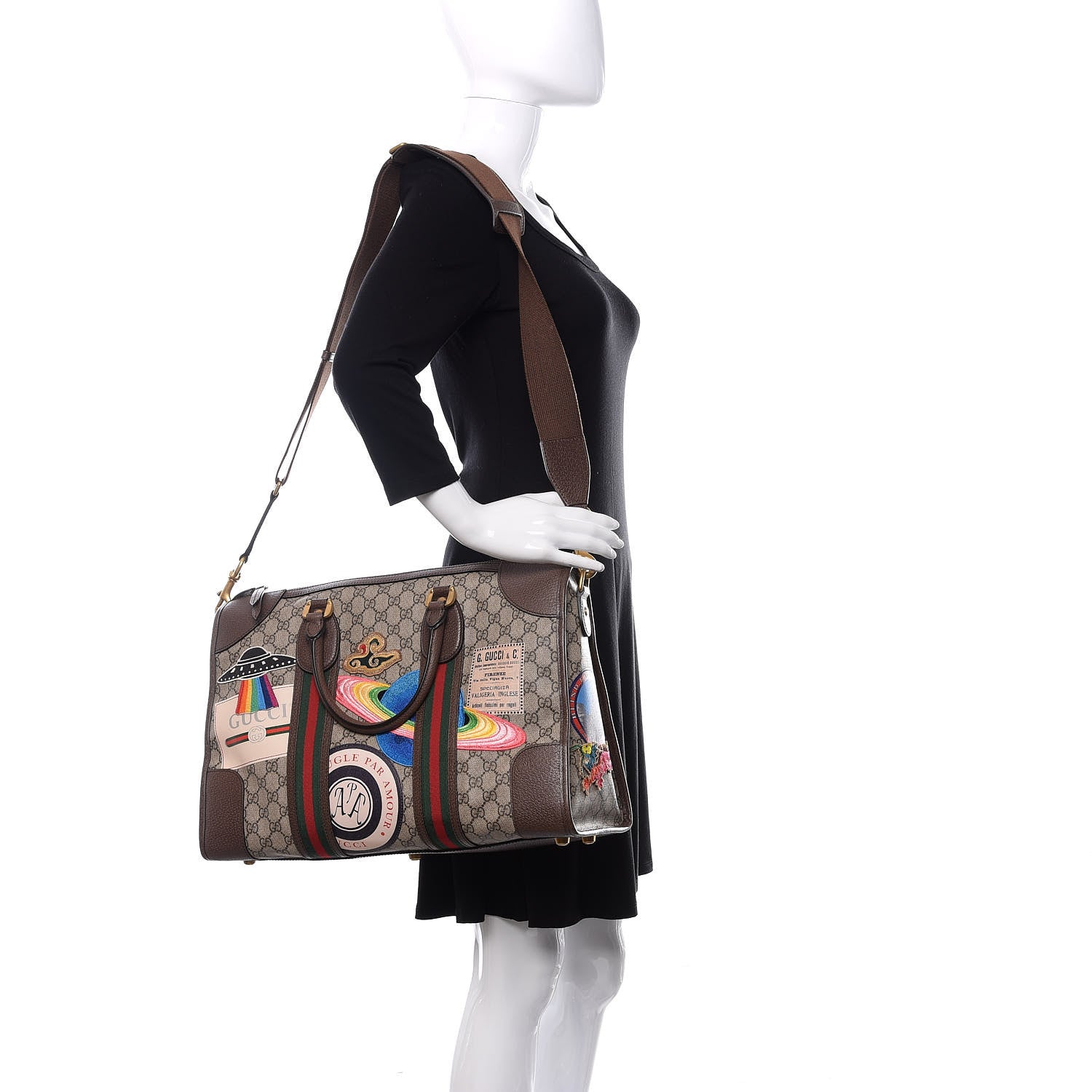 Gucci Soft GG Supreme Monogram Courrier Medium Duffle Bag Beige New Acero Multicolor 2 of 12