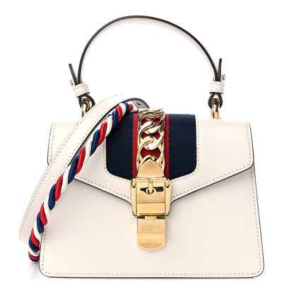 Gucci Calfskin Mini Sylvie Top Handle Bag White 1 of 10