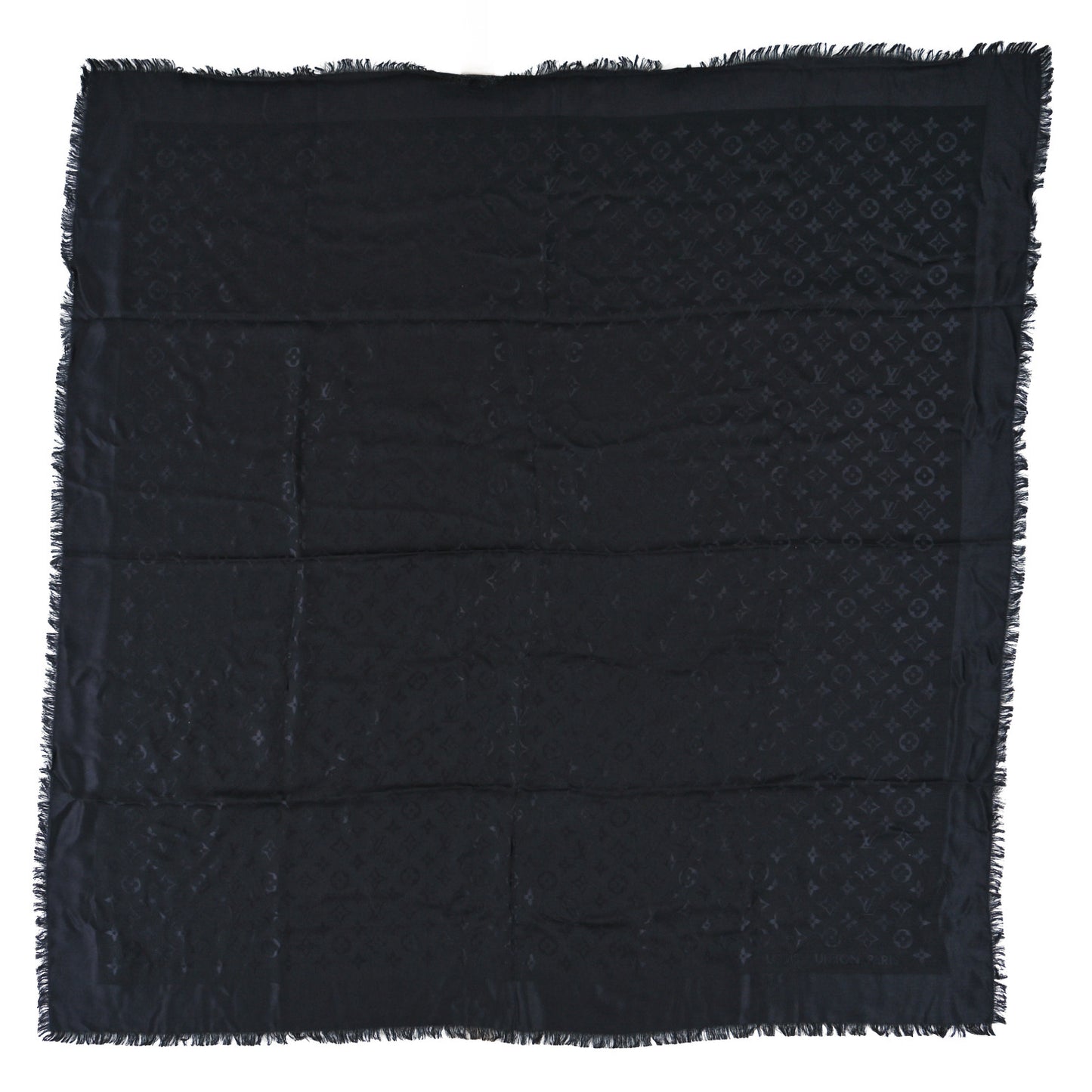 Silk Wool Monogram Shawl Black