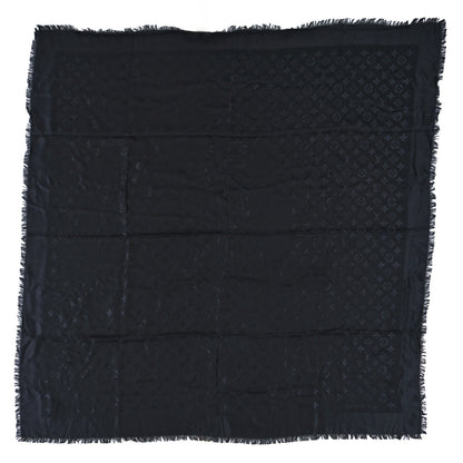 Louis Vuitton Silk Wool Monogram Shawl Black 2 of 4
