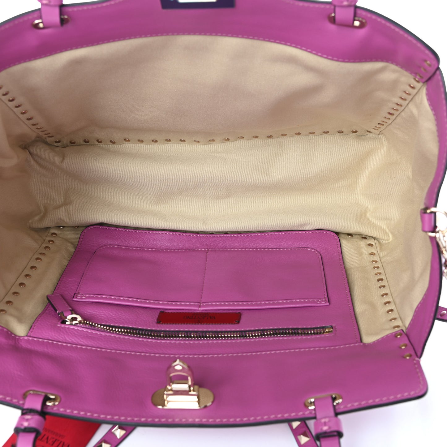 Vitello Medium Rockstud Tote Purple Violet