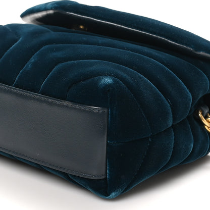 Saint Laurent Velvet Y Quilted Monogram Toy Loulou Chain Satchel Dark Ottanio 11 of 11