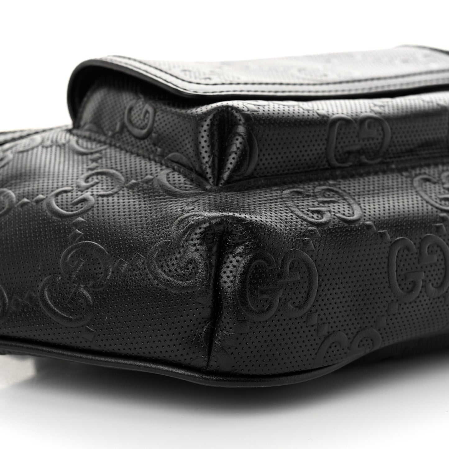 Calfskin GG Tennis Embossed Pocket Belt Bag Black