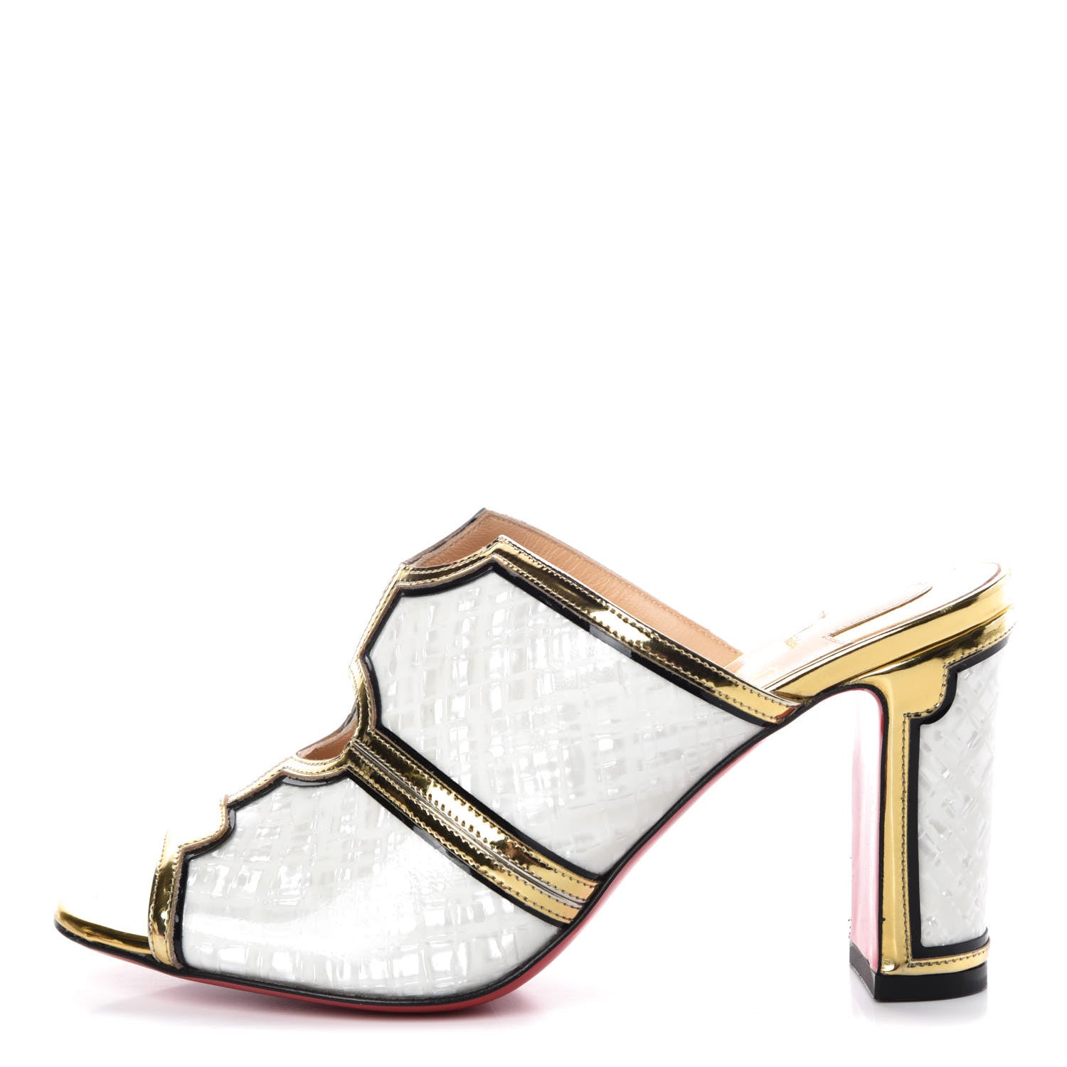 Christian Louboutin Specchio Patent Interior 85 Slide Sandals 36.5 Latte 1 of 7