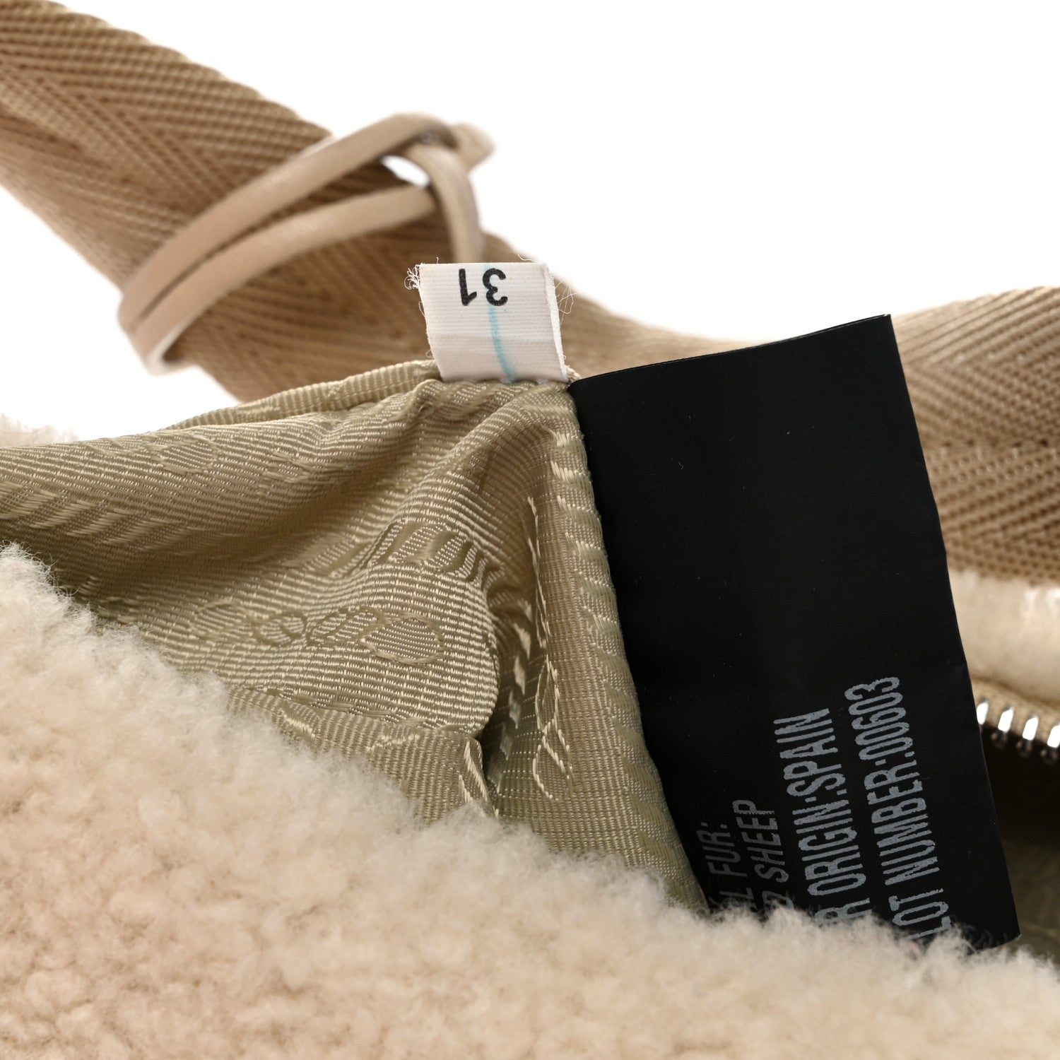 Prada Shearling Mini Re-Edition 2000 Bag Ecru 7 of 10