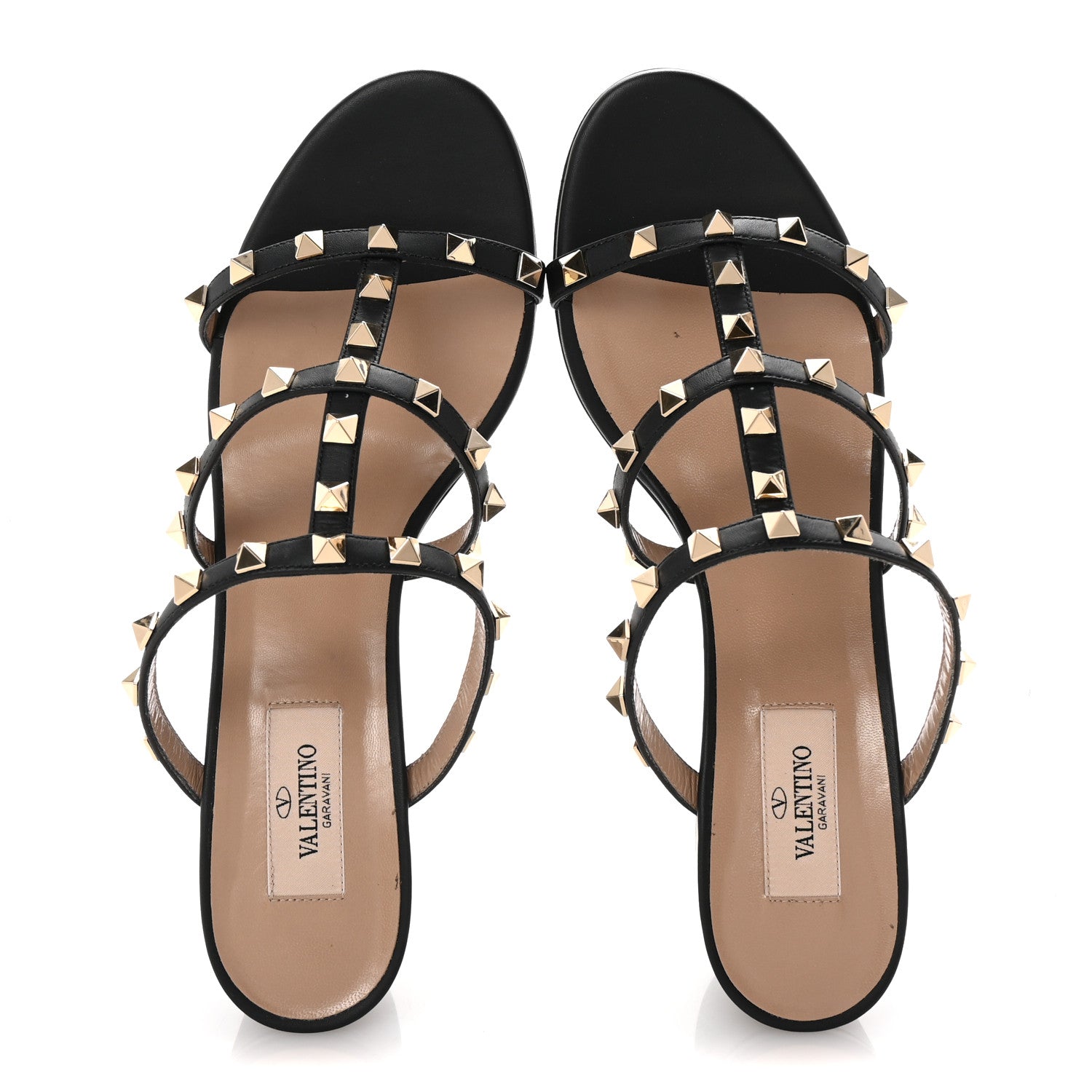 Valentino Garavani Calfskin Rockstud 60mm Caged Slide Sandals 40 Black 2 of 10