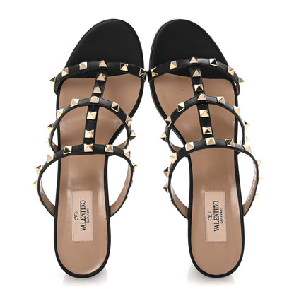 Valentino Garavani Calfskin Rockstud 60mm Caged Slide Sandals 40 Black 2 of 10